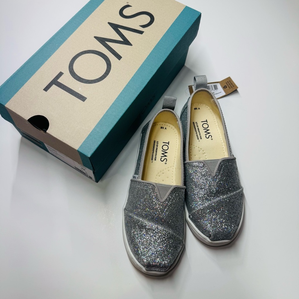 TOMS Kids Sparkly Slip-On Sneakers - Silver